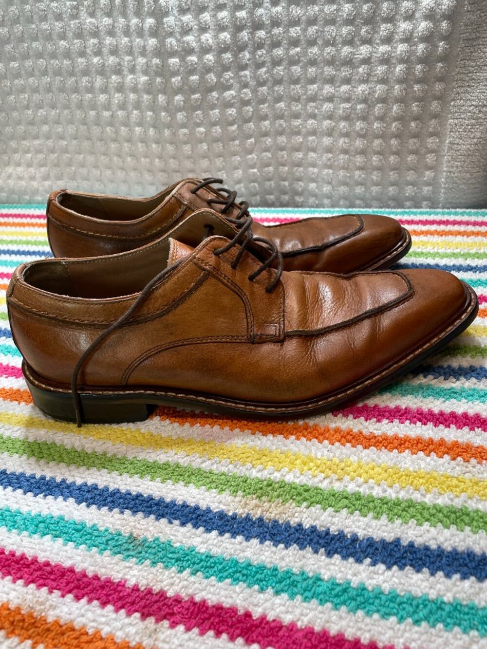 Giorgio Brutini Oxford Dress Shoes Mens Size 10 Brown Leather Apron Toe 250334
